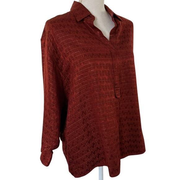 Elizabeth and James Red Geometric Blouse - Picture 2 of 8